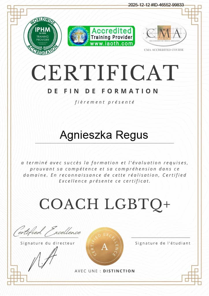 Certificat coach LGBTQ+ — Agnieszka, coach à Évreux